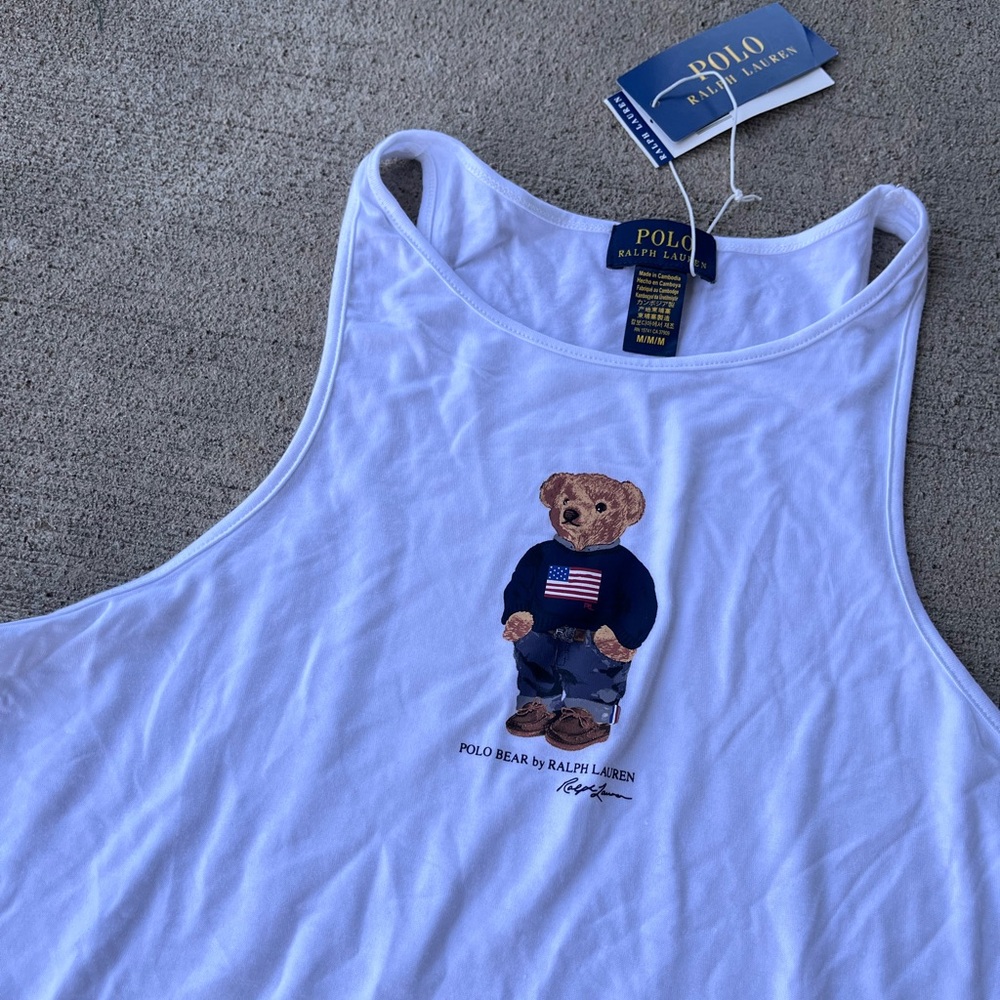 Polo Ralph Lauren polo bear flag Americana tank top lounge top super soft NWT - Picture 2 of 3